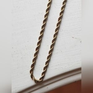 Gold Toned Rope Chain Single Strand Necklace 14"